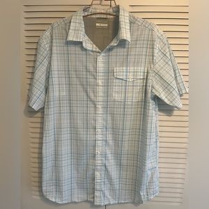 Columbia Men's Button Up Omni Wick Shirt Size XL White With Turquoise lines